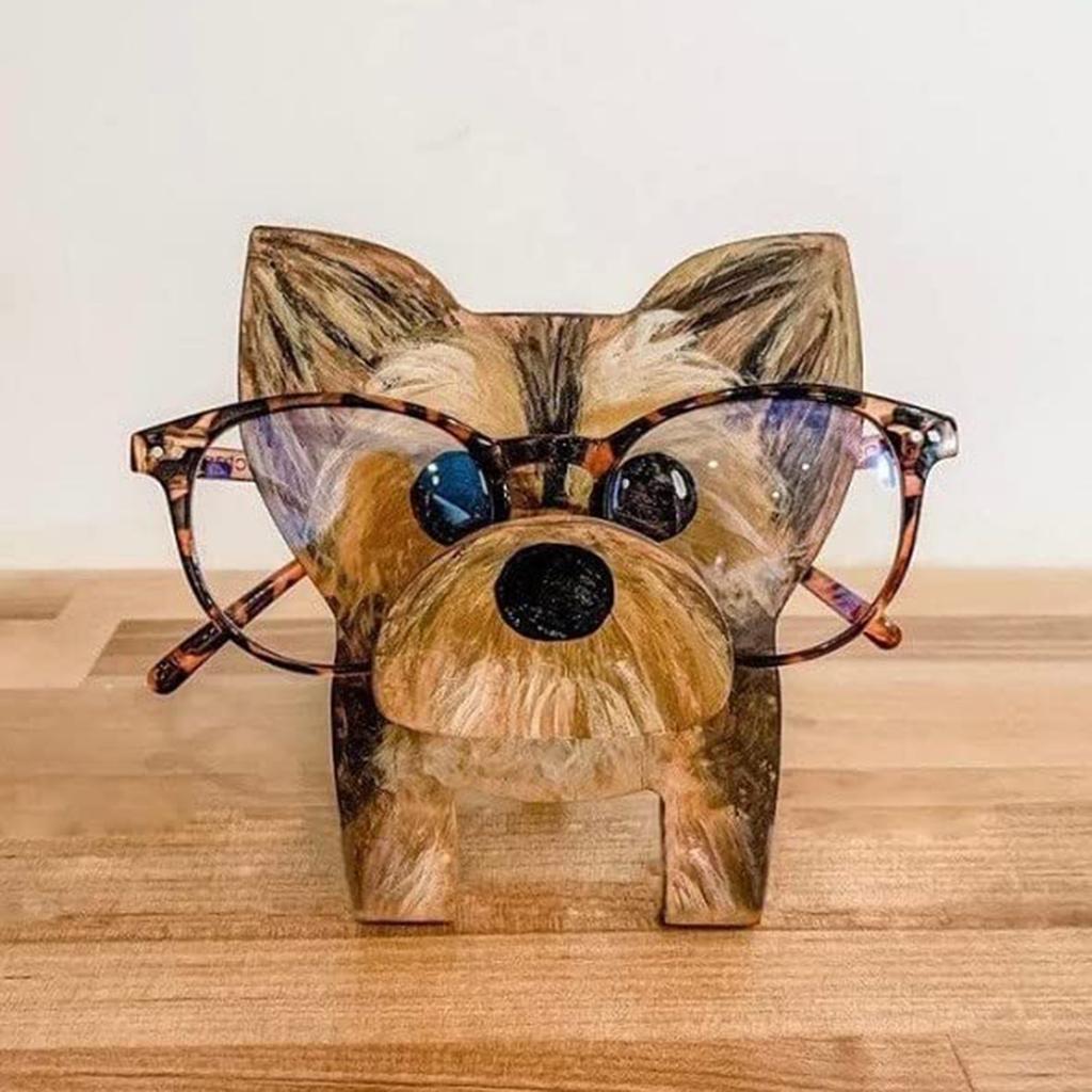 Animal Glasses Stand Holder Creative Puppy Dog Pet Shape Glasses Rack For Christmas Gift Wooden Home Office Desk Decor
