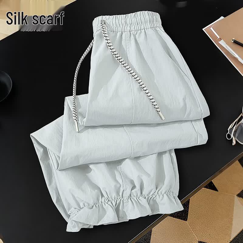 

Women s High-Waist Drawstring Tapered Casual Pants L