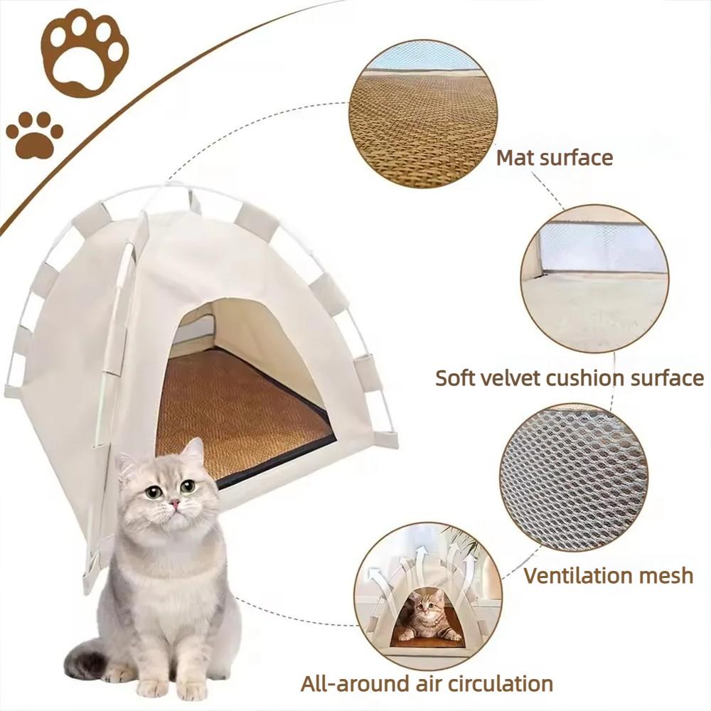 Pet Tent Bed Cats House Supplies Products Accessories Warm Cushions Furniture Sofa Basket Beds Winter Clamshell Kitten Tents Cat