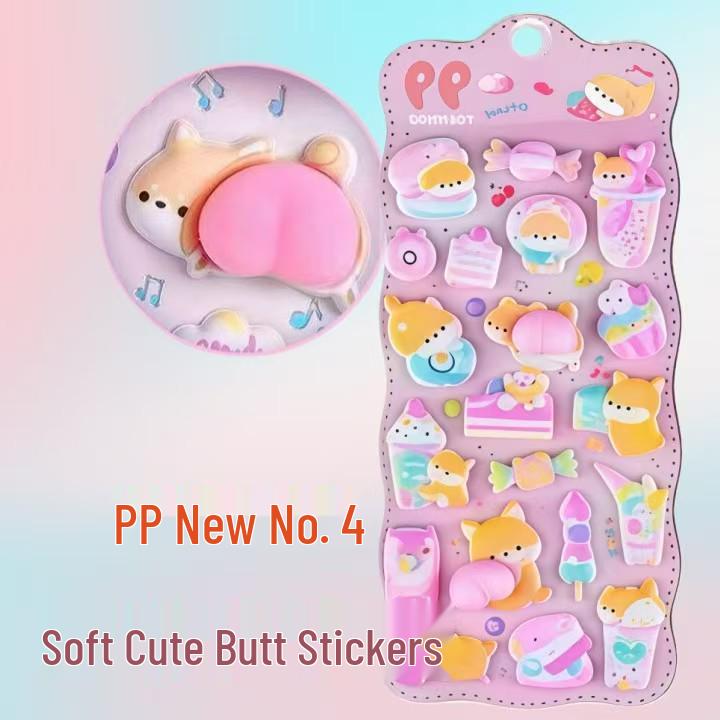 3D Cute Pink Rabbit & Panda Stickers for Journaling & Stress Relief