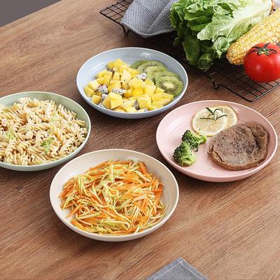 4-teiliges umweltfreundliches, biologisch abbaubares, unzerbrechliches Teller-Set aus Weizenstroh-Kunststoff für Picknick-Gerichte, Restaurant-Spezialität, Untertasse