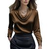 Women Shirt Swing Collar Long Sleeve Design Loose Fit Shirt Solid Color Versatile Office Lady Shirt Workwear