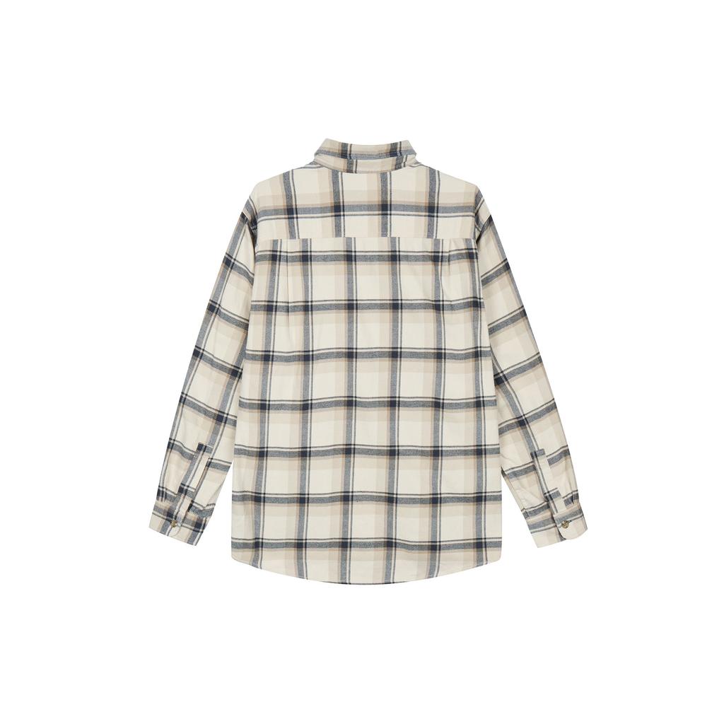 UNIQLO FW23 Plaid Pattern Loose Pointed Collar Long Sleeve Shirt Unisex shirts Light-Beige 462404-30