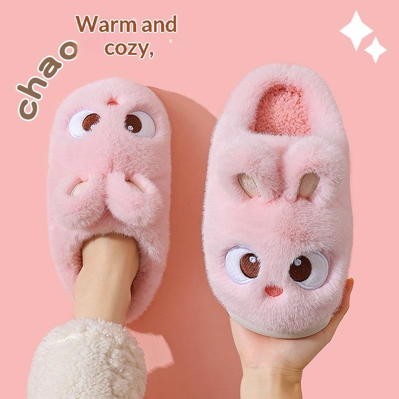 Cute Cotton Slippers For Women, Autumn And Winter 2025 New Indoor Home Warm Furry Plush Maternity Cotton Shoes For Winter