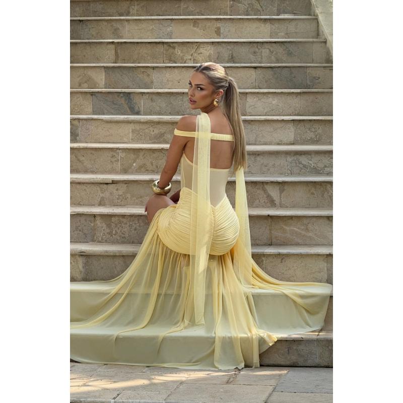 Summer Women's Off-Shoulder Mermaid Gown, Slim Fit Lace Sheer Panel Dress with Asymmetric Hem, Sexy Bodycon Evening Dress for Formal Parties