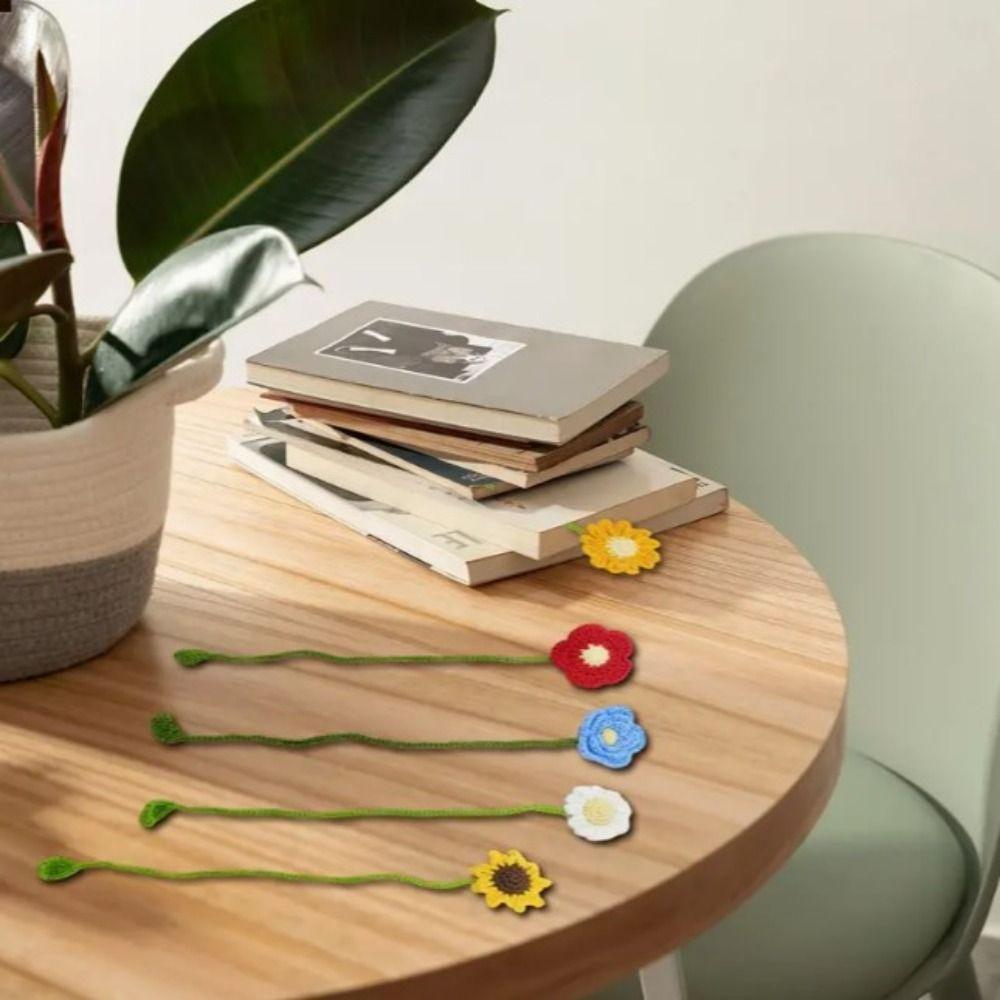 Unique Knitted Bookmark Handmade Crochet Book Marker Creative Floral Pendants  Girls