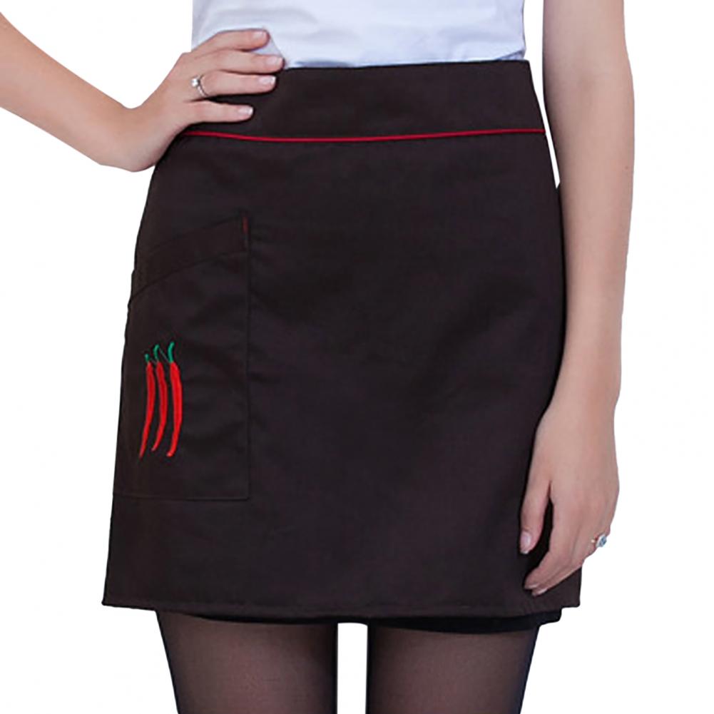 Kitchen Cooking Apron Unisex Striped Plaid Apron With Pocket Waterproof Men Women Waist Apron For Restaurant Bar Short Pinafore