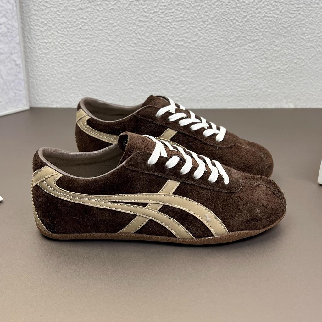 European Station Dexun Shoes Women's 2025 Autumn New Women's Shoes Leather Fashion Versatile Flat-bottomed Sports Casual Forrest Gump Shoes