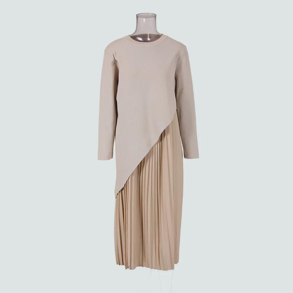 

Весна 2024 г. Абрикосовый плиссированный асимметричный комплект из юбки и топа – универсальное повседневное платье One Size абрикосовый