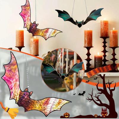 Halloween Fledermaus Buntglas Sonnenfänger Fensterhänger Acryl Wandkunst Sonnenfänger Dekor Haushalt Halloween Fledermaus Dekoration
