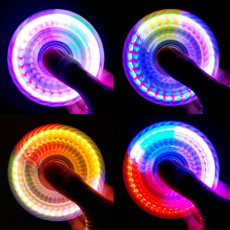 LED Light Fidget Spinner Luminous Finger Stress Relief Toys Hand Top Spinners Glow In Dark Light Birthday Christmas Gift