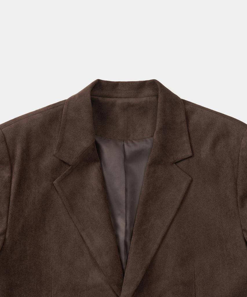 Excontainer Classic Button Suede Blazer (Dark Brown)