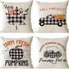 Autumn Pumpkin Maple Leaf Letter Printed Linen Pillow Case Thanksgiving Ambience Decorative Living Room Sofa Backrest Cushion