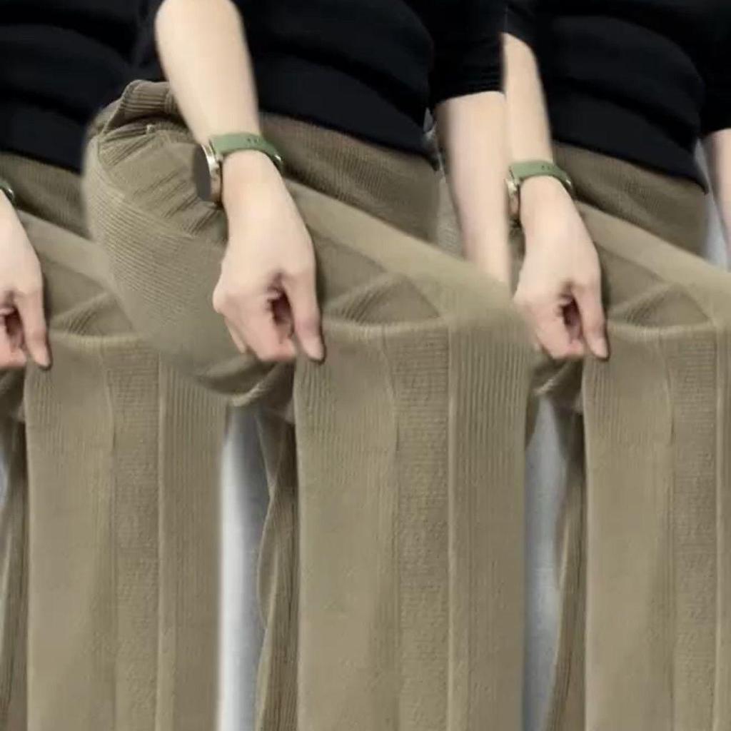 Damen High-Waist Fleecegefütterte Straight-Leg Hose, Herbst/Winter Mode, Verdickt für Wärme, Schlankmachend, Lockere Freizeitpassform