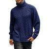 Mens Turtleneck Sweater Pullover Twisted Pattern Casual Loose Fit Thick Winter Long Sleeve Cable Knit Sweaters