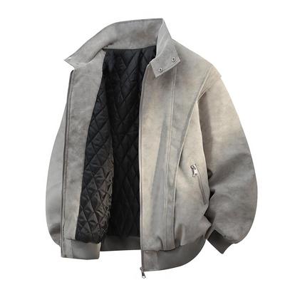 Men's Retro Plush Thickened PU Leather Slimming Jacket