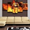 5 Panel Fireman In The Fire Canvas Wall Art Painting Hero Figure Pictures Posters and Prints for Living Room Office Decoration