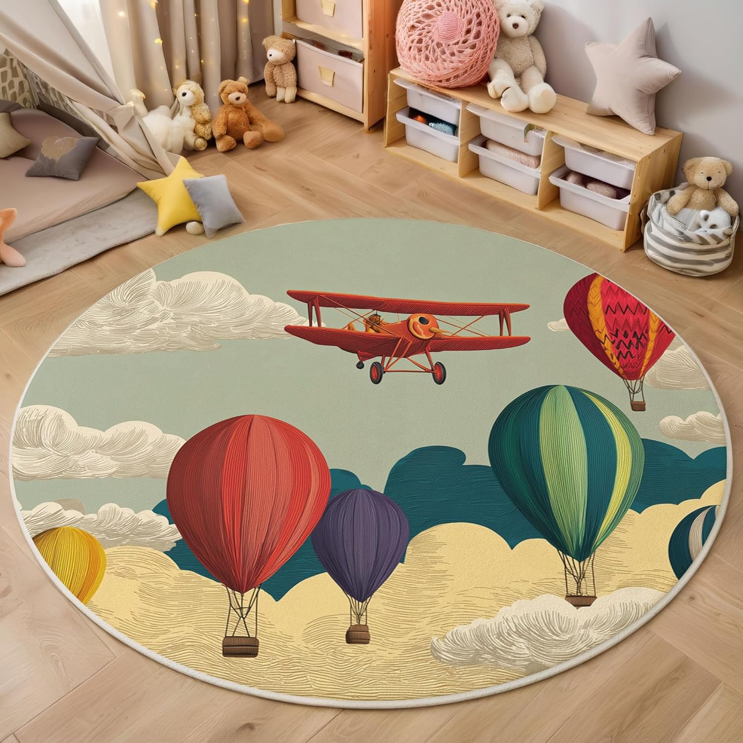 

Cartoon Animal Theme Round Rug 4Ft Washable Bedroom Round Area Rugs for Soft Living Room Circular Rugs,Cute Cat Pattern Non-Slip 100cm