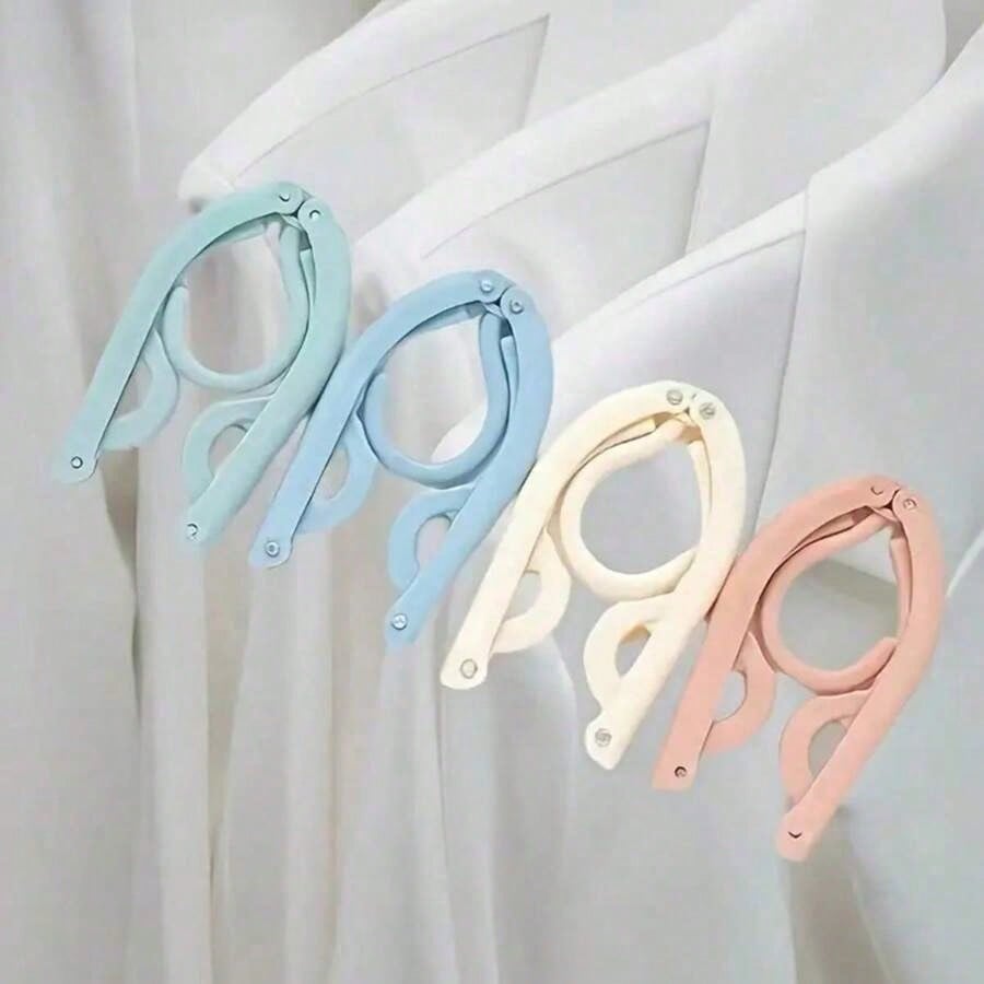 Portable Anti-Slip Folding Hangers - Durable Plastic, Suitable For Travel And Home Use