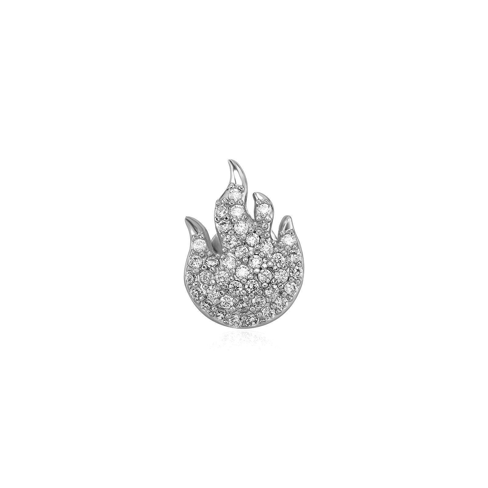 

Gold-Plated Flame Hip-Hop Grill: Halloween-Inspired Zircon Bling Tooth