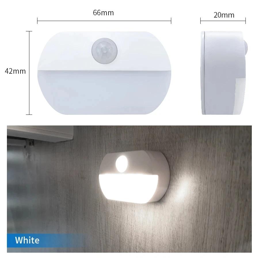 Motion Sensor Cabinet Light Wireless LED Night Lamp AAA Battery Powered For Bedroom Kitchen Wardrobe Wall Staircase Lighting