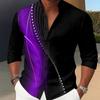 Camicia da uomo a maniche lunghe con motivo a linee geometriche, colore sfumato, bottoni, autunno, nuova, casual, moda, stampa 3D, colletto a patta
