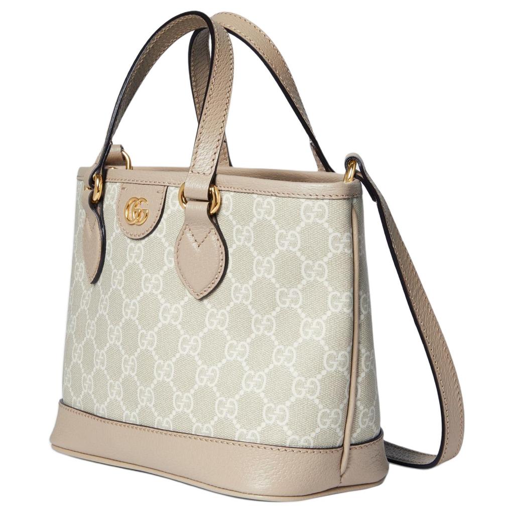 Gucci Ophidia Abnehmbarer Schultergurt Doppel G Logo Canvas mit Lederbesatz Mini-Schultertasche Crossbody-Tasche Damenhandtaschen Beige Weiß 811716-FAA4G-9897