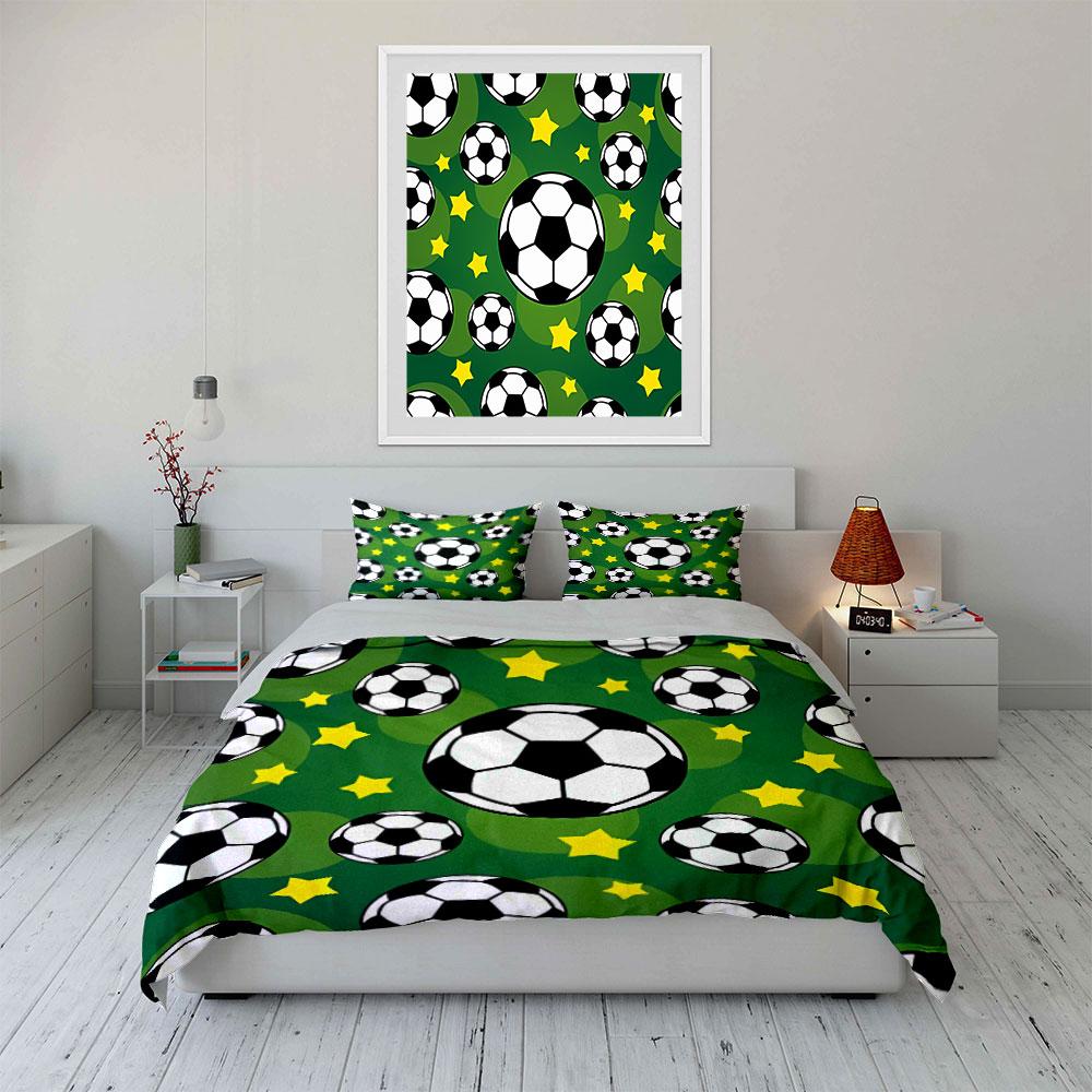 Soccer-Themed Decor Set For Kids Exquisite Three-Piece Bedding Set Gift For Kids And Adults
