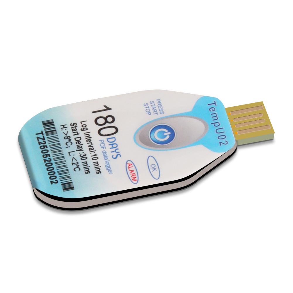 USB Disposable Temperature Data Logger 120/180 Days Recording PDF Report Over Temperature Alarm Cold Chain Monitoring