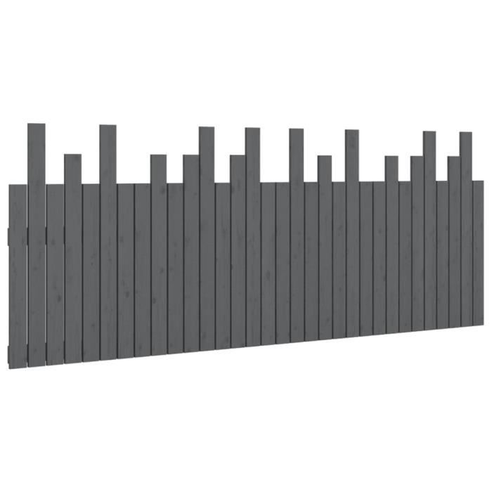 824780 vidaXL Wall-mounted Headboard Grey 204x3x80 Cm Solid Pine Wood