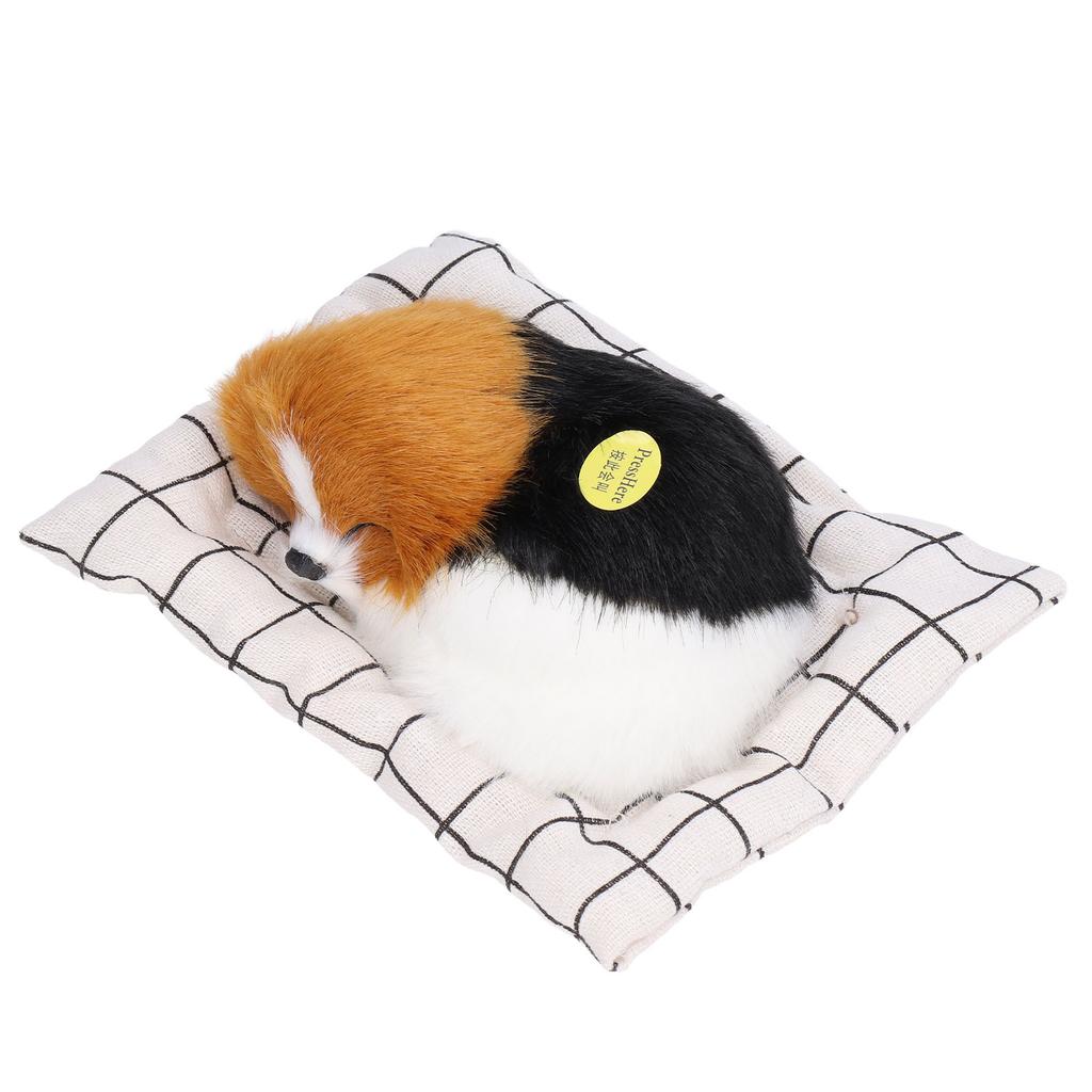 Make Sound Sleeping Dog Toy with Cloth Cushion Simulation Plush Dog Toy Small Dog Doll