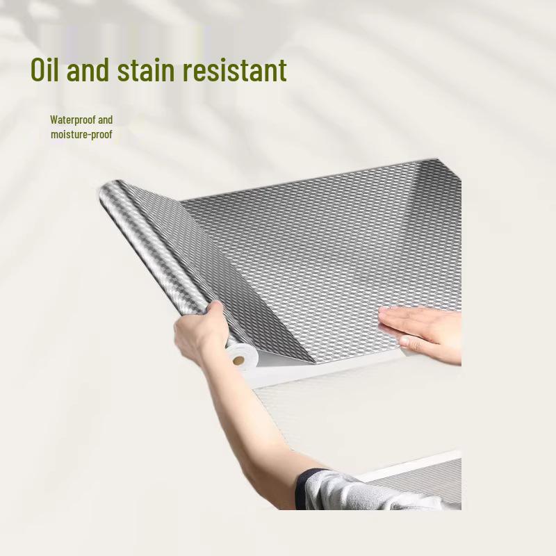 Waterproof Oil-Proof Moisture-Resistant Self-Adhesive Aluminum Foil Drawer Liner and Countertop Sticker.