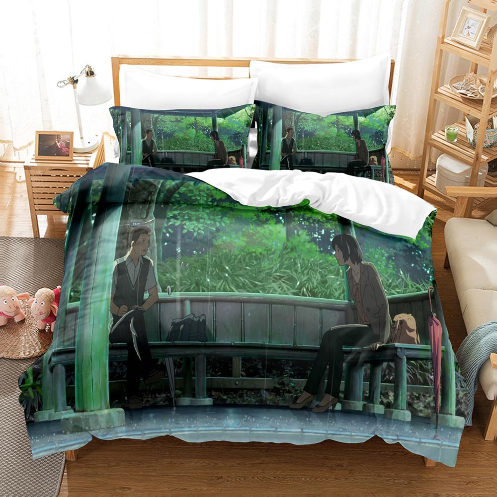3D Print Japan Movie The Garden Of Words Bedding Sets Duvet Cover Set With Pillowcase Twin Full Queen King Bedclothes Bed Linen