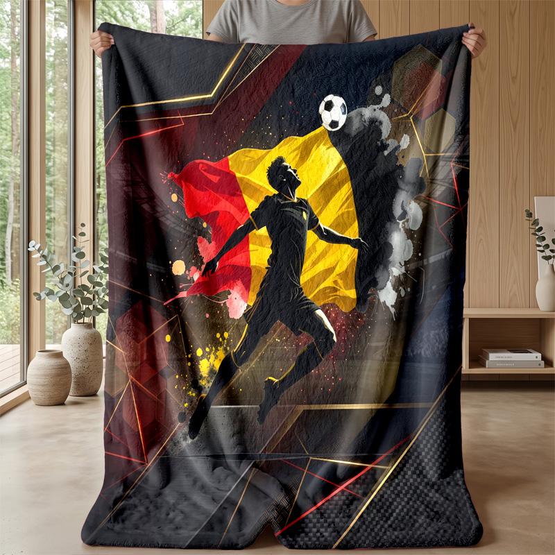 Belgium Football Printed Flannel Blanket Skin Friendly Warm Decorative Throw for Indoor Couch Bed Daily Use