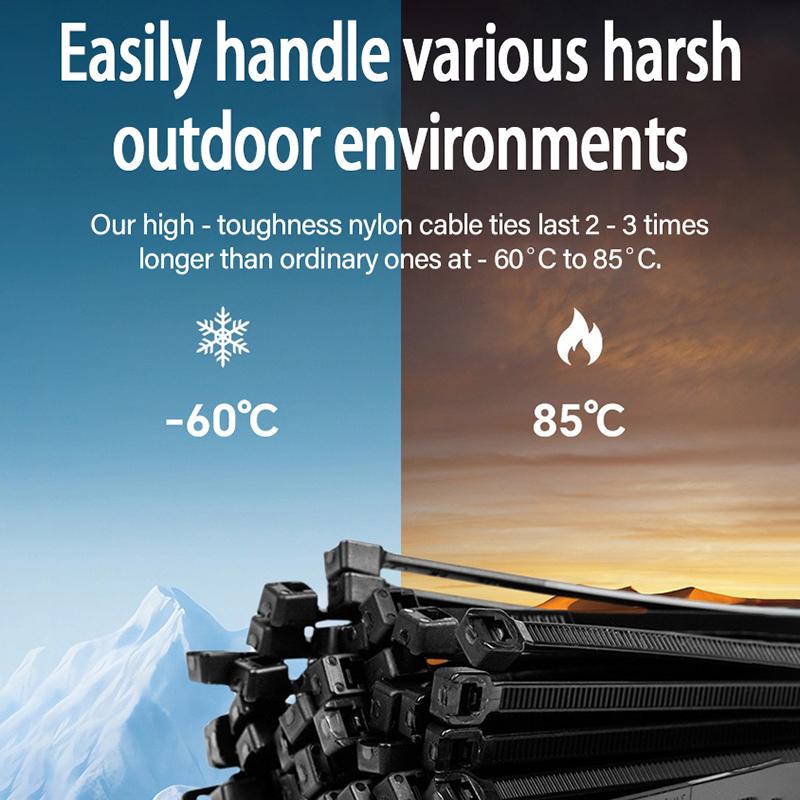 100pcs Self-locking Cable Ties Black Wire Cable Zip Ties Fasten Cable Organiser Nylon Straps Multi-Purpose Wraps Cord Management