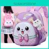 Rabbit Little Car Cartoon Backpack With Plush Pendant Oxford Cloth School Bag