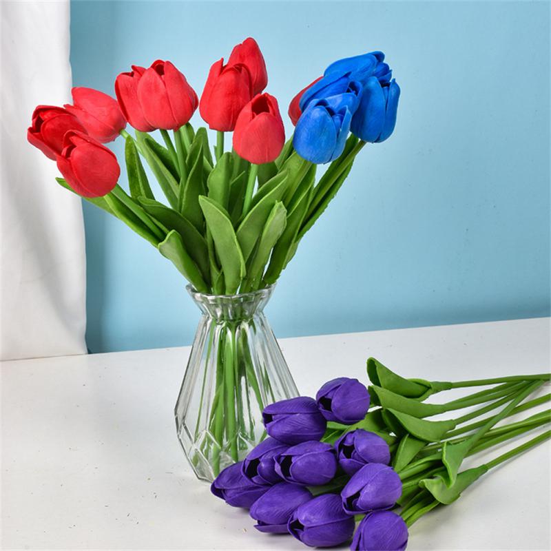 Multicolor Tulips Artificial Flower For Easter Spring Wreath Wedding Bouquet Centerpiece Floral Arrangement Cemetery Table Decor