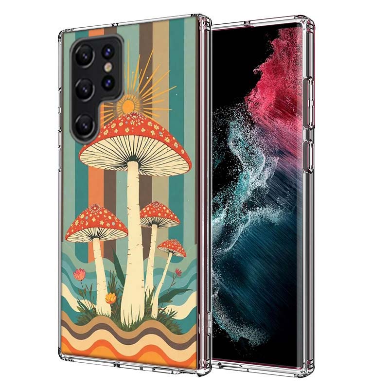 

Boho Hippy Mushroom Sunrise Capa Phone Case For Samsung S26 Ultra S25 Edge Galaxy S23 S21 S20 S24 FE S22 S10 Plus Cover Clear TP Samsung S22 Plus