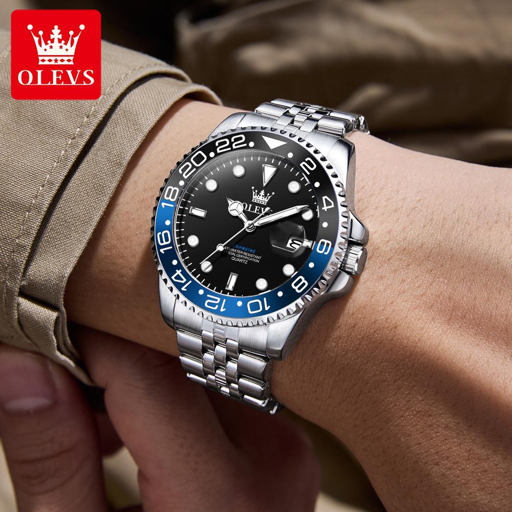 OLEVS Mens Watch Original Calendar Quartz Wristwatch Waterproof Luminous Business Men's Hand Clock Watches For Men