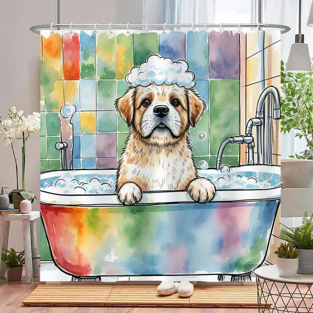 Amusing and creative animal shower curtain waterproof bathroom curtain funny bathing Lion, tiger and bear partition bath curtain