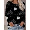 Women's Christmas 3D Printed Crew Neck Long Sleeve T-Shirt Fashion Versatile Trend Breathable Casual