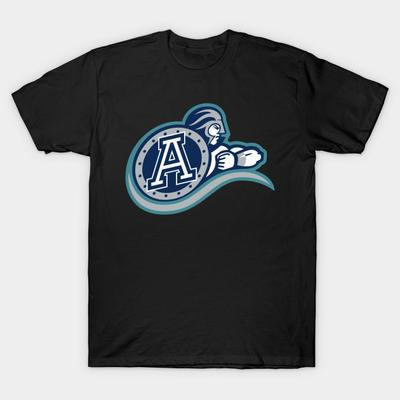 Asian Size Men Black Print T-shirt Toronto Argonauts No-Cut Heat Transfer Print Cotton Tshirt