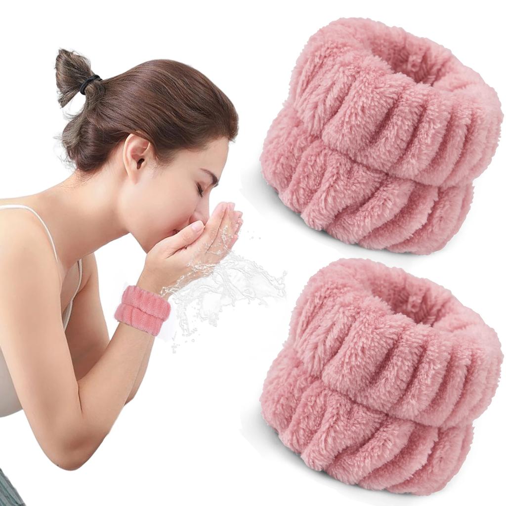 2 Pezzi Fasce da Polso Riutilizzabili per Spa in Asciugamano Morbido in Microfibra per Lavare il Viso Donna Ragazza Yoga Corsa Sport Fascia da Polso Assorbi Sudore