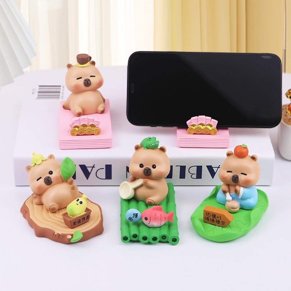Support Capybara Phone Holder Figure Model Capybara Cell Phone Bracket  Desktop Ornaments