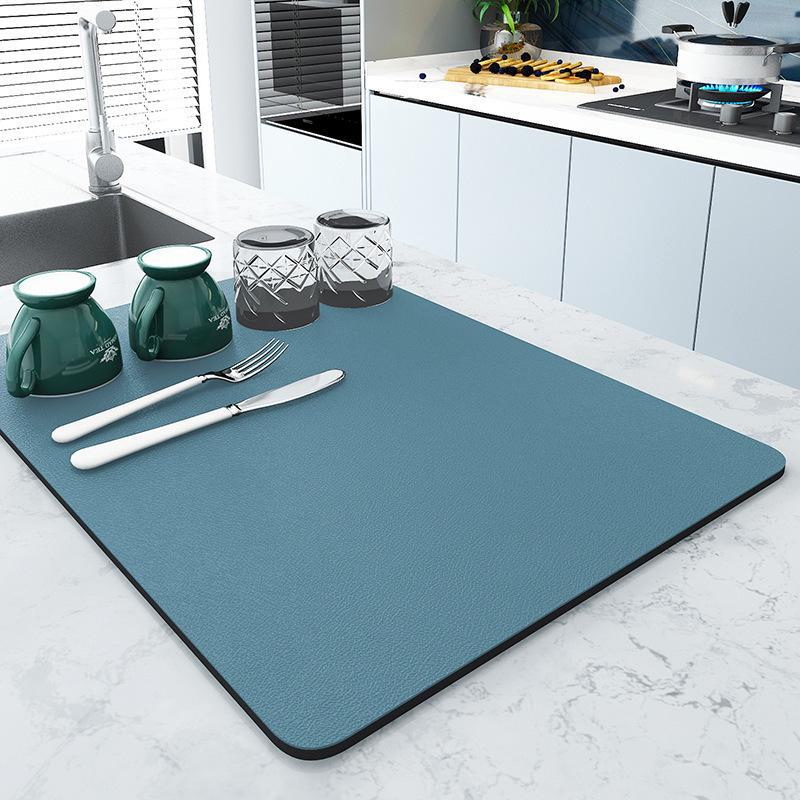 Absorbent Non-Slip Drying Mat for Kitchen Countertop, Dining Table, Sink Bowl - Washable Insulation Mat for Bar Coaster