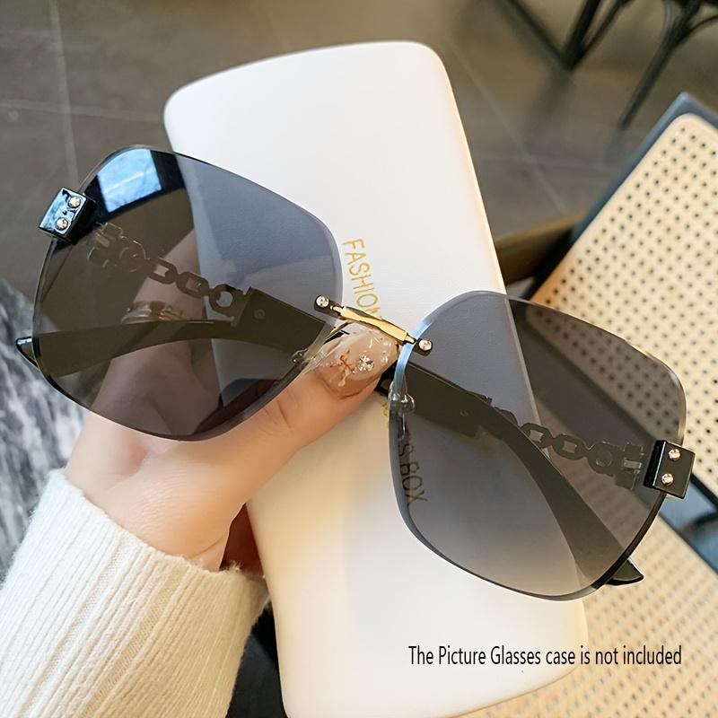 1PC Fashion Glasses Chain Frame, Large Frame Retro Rimless Glasses