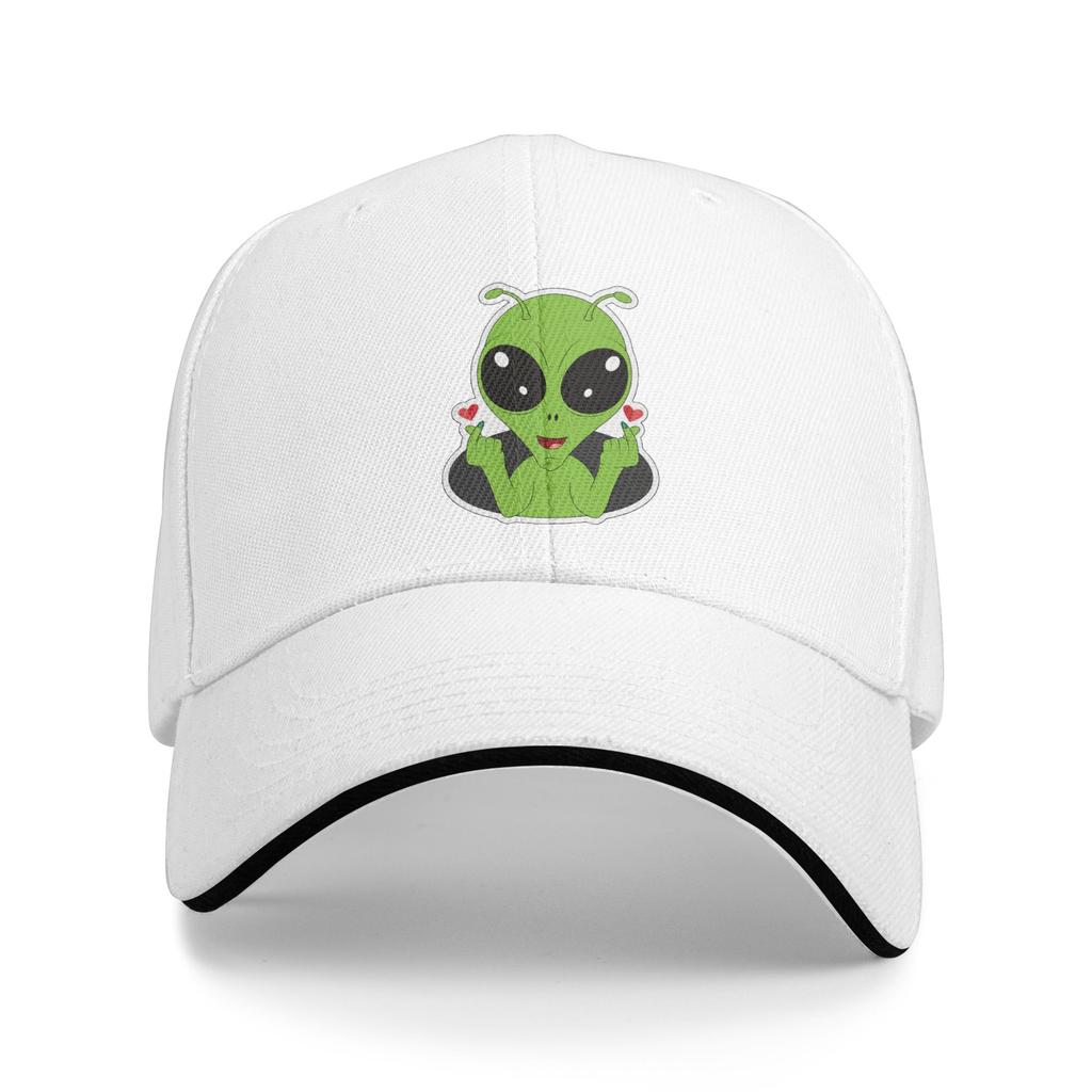 Cute Green Alien Meme Heart Kpop Lover Baseball Cap Polyester Casual Adjustable Unisex Adult