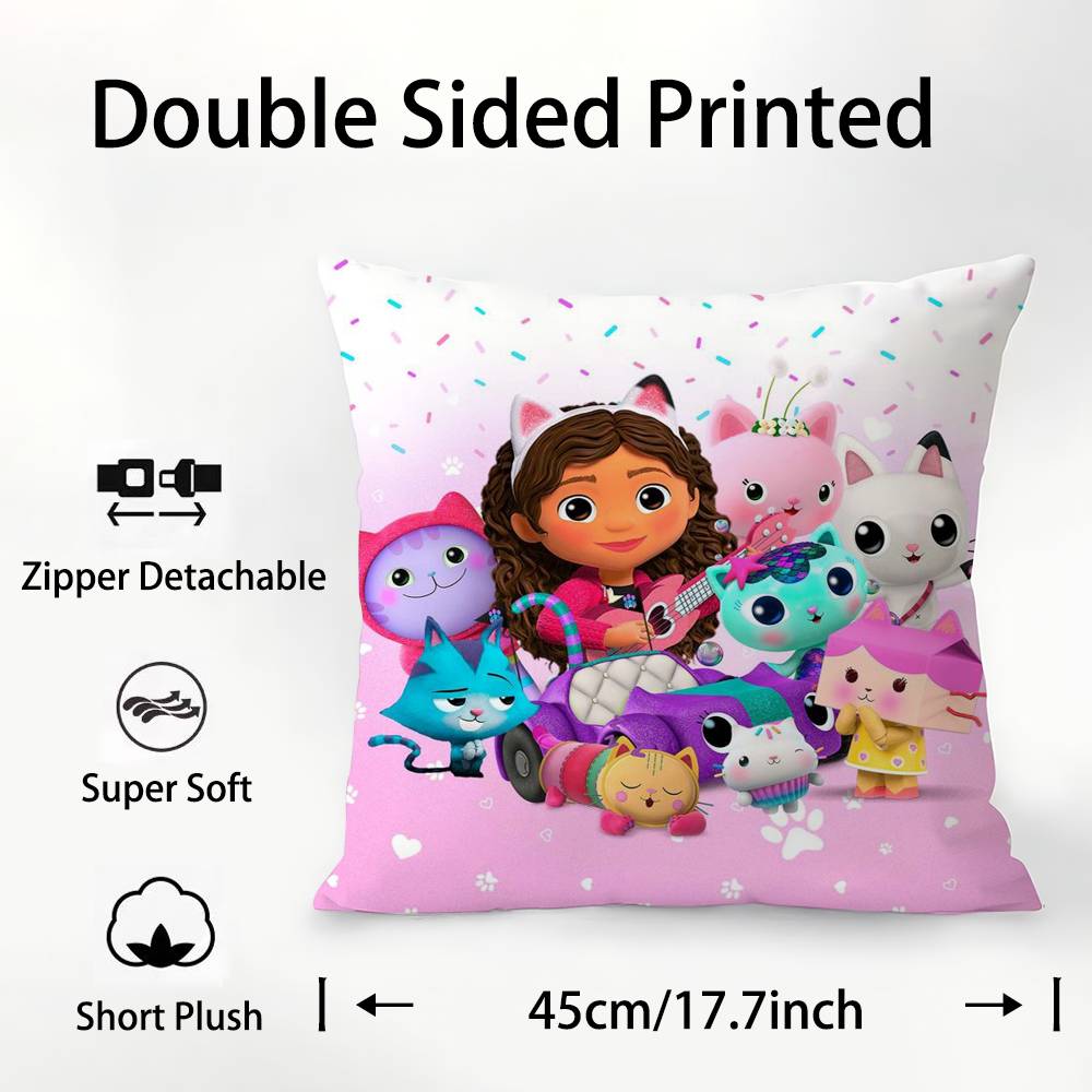 Cartoon Gabbys Mercat Cat Pillow Case Plush Fabric Soft  Pillowcase Double Sided Print Cushion Cover Household Gifts