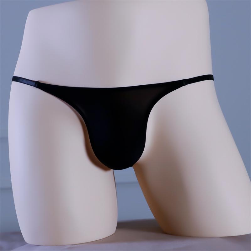 Quick Drying Ice Silk Thong Men'S Panties Sexy U Bulge Pouch G-String Lingeries One Piece Underwear Low Waist Traceless Panties