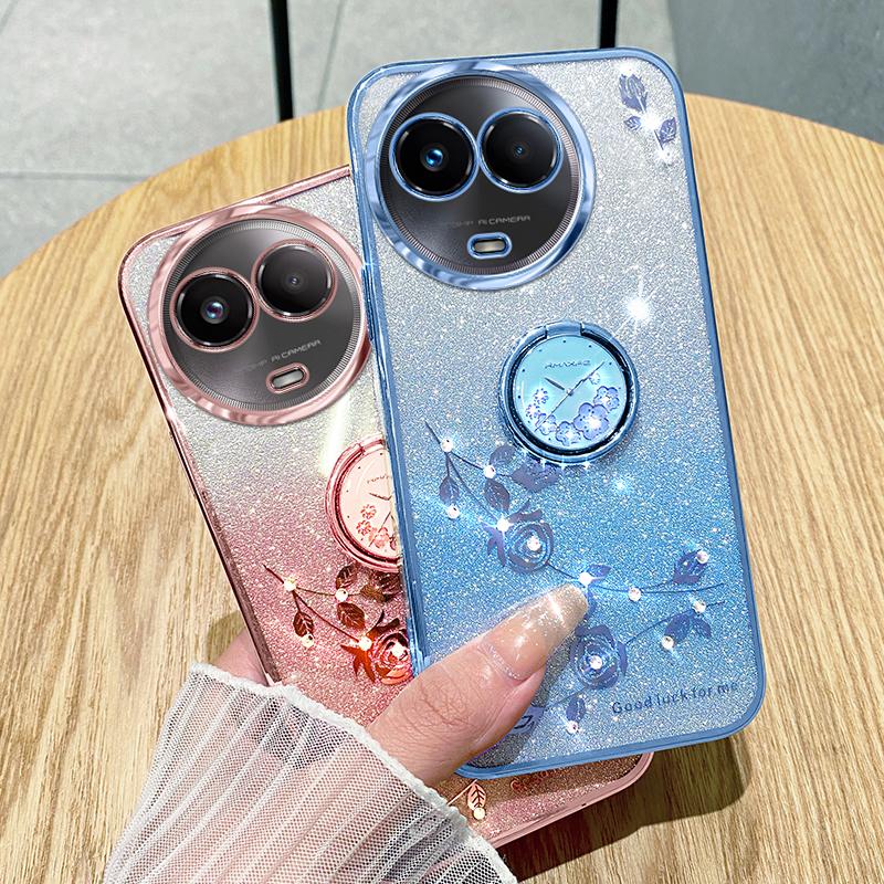 KADEM Pentru Realme 11 5G (Global)/11x Husă 5G Floare cu Stras Inel de Deget Suport Husă Telefon TPU